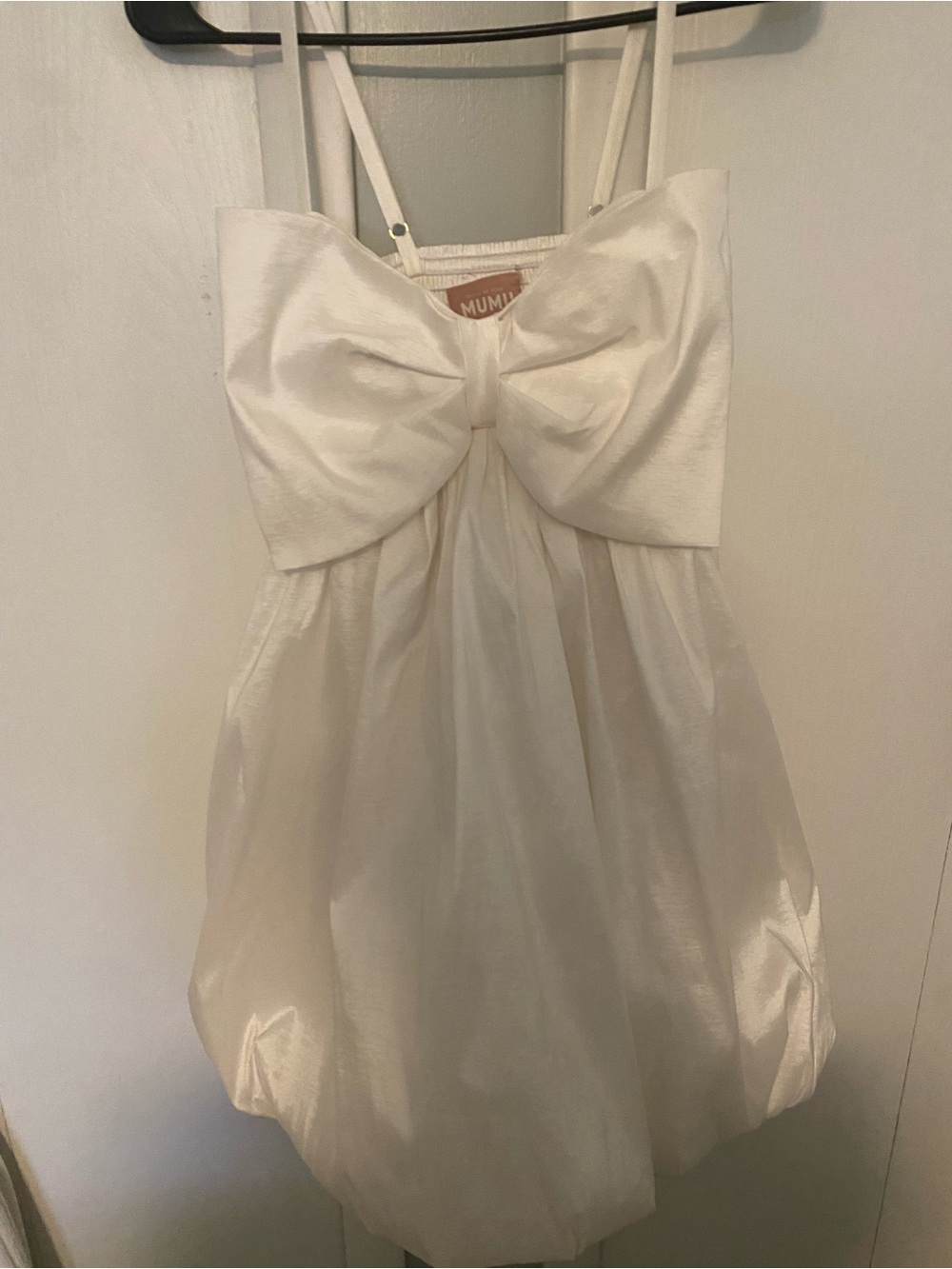 Show Me Your MuMu Shimmery Ivory Bubble Dress with Bow